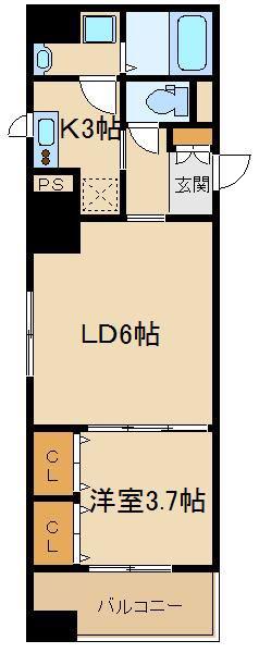 レジェンダリーコート赤羽(1LDK/4階)の間取り写真