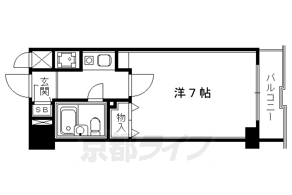 ライオンズマンション京都河原町(1K/4階)の間取り写真