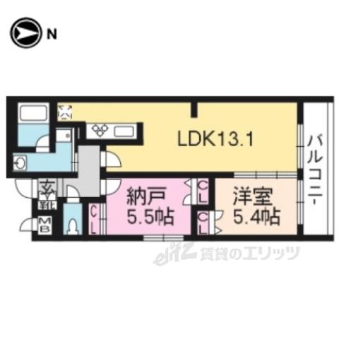 リバティ松原富小路(2LDK/4階)の間取り写真