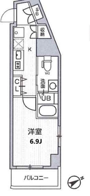 ラヴィエント南千住V(1K/9階)の間取り写真