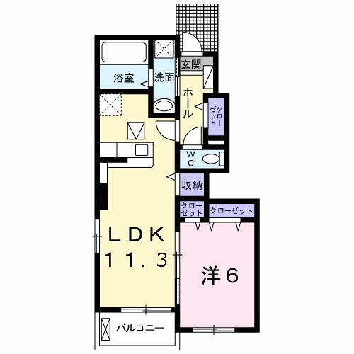 ハイソラーレ II(1LDK/1階)の間取り写真