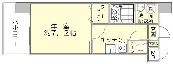 レジディア博多2(1K/2階)の間取り写真
