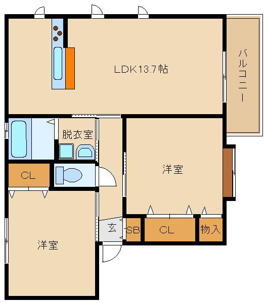 SHMシャルムメゾン(2LDK/1階)の間取り写真