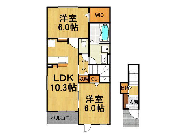 グラン山本Ⅰ(2LDK/2階)の間取り写真