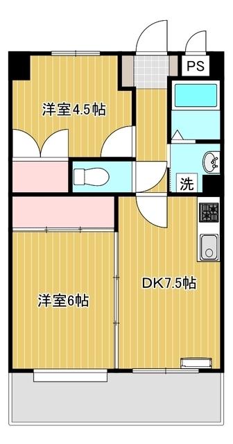 シャルム大和(2DK/5階)の間取り写真