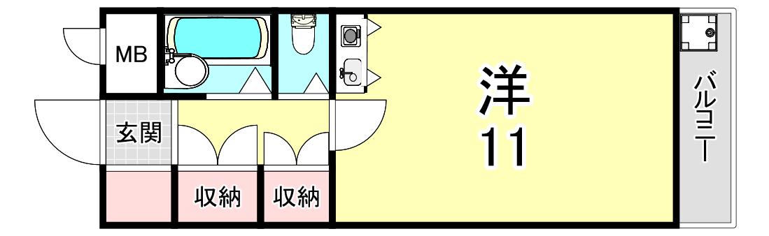 カサ・デ・エレガンシア(ワンルーム/2階)の間取り写真