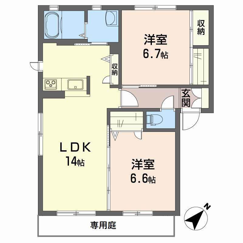フェリス・K(2LDK/1階)の間取り写真