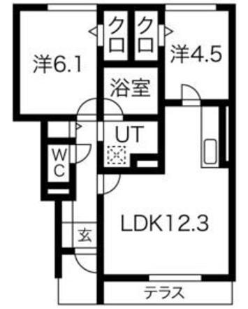 ヴェール桃山(2LDK/1階)の間取り写真