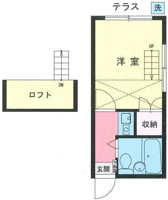 ヒルサイドパレス(1K/1階)の間取り写真