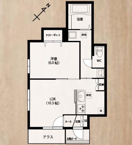 BLUE OAK(1LDK/1階)の間取り写真