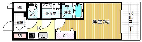 ファーストステージ梅田ウエスト(1K/3階)の間取り写真