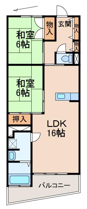 パシフィックビスタIV(2LDK/4階)の間取り写真
