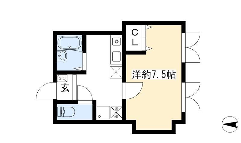 クリヨン(1K/5階)の間取り写真