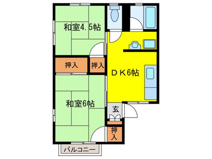 シティハイム マユ(2DK/2階)の間取り写真