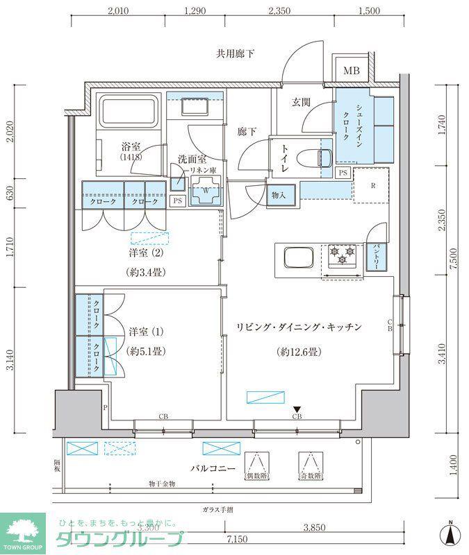 パークアクシス池袋イースト(2LDK/9階)の間取り写真