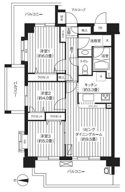 パークビューステージ東陽町(4LDK/2階)の間取り写真