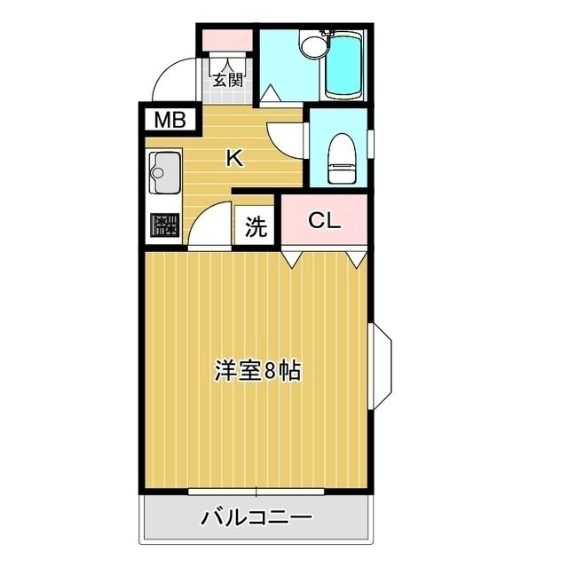 ブラウニー市名坂(1K/2階)の間取り写真
