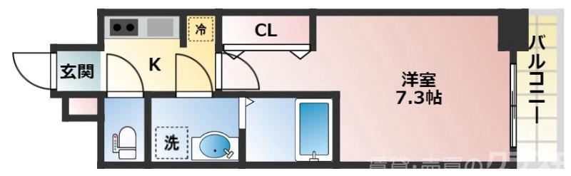 S-RESIDENCE三国ウエスト(1K/6階)の間取り写真