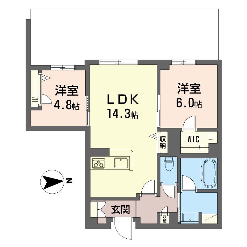 グランリオル(2LDK/2階)の間取り写真