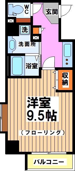 フォルテューヌ三鷹(1K/5階)の間取り写真