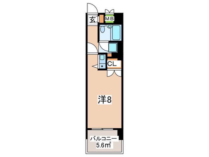 野村ステイツ市が尾(ワンルーム/2階)の間取り写真