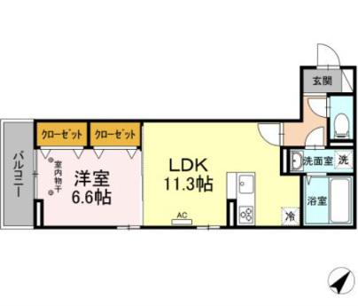 D-ROOM DESRCOURT 八本松(1LDK/3階)の間取り写真