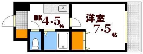 セレッソ竹原(1DK/6階)の間取り写真