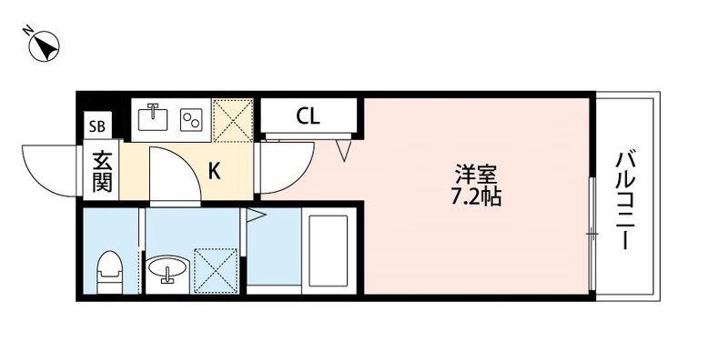 CRASTINE千住緑町(1K/1階)の間取り写真