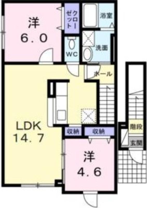 ピアコートアンジェ(2LDK/2階)の間取り写真