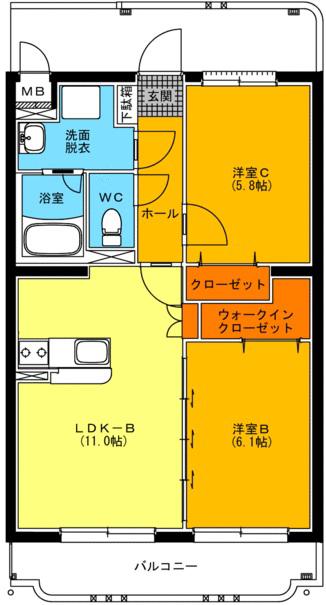 ユーミーSAKAE II(2LDK/1階)の間取り写真
