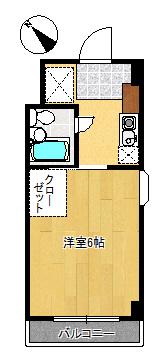コットンハウス(1K/2階)の間取り写真
