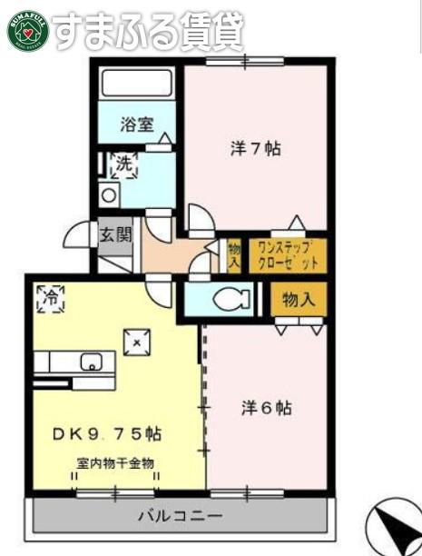 スタースレイプ(2DK/1階)の間取り写真