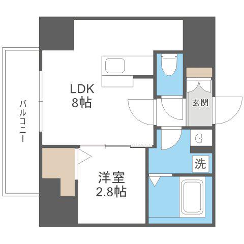 ディアレイシャス札幌ステーション(1LDK/14階)の間取り写真