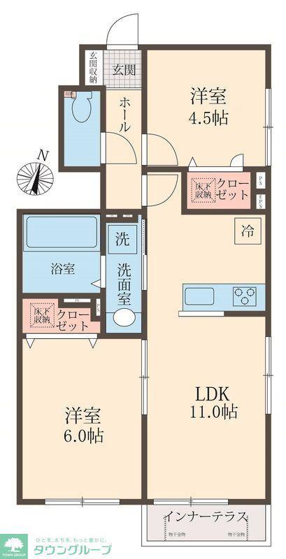 LINERA II(2LDK/1階)の間取り写真