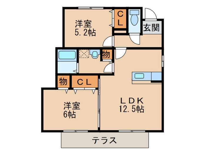エルブ・ソヴァージュ(2LDK/1階)の間取り写真