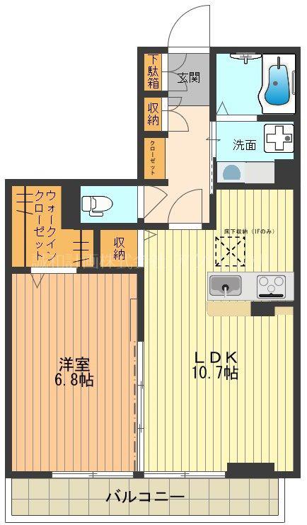 イグレック立川Ⅱ(1LDK/1階)の間取り写真