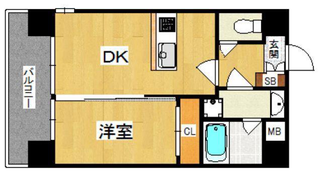 レジデンス千早スクエア(1LDK/6階)の間取り写真