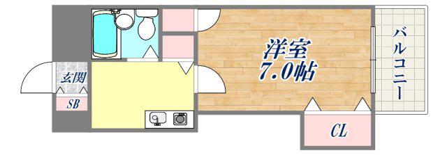 須磨パークアベニュー(1K/6階)の間取り写真