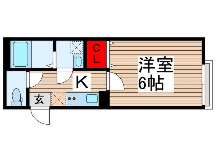 サンズパーク六実(1K/2階)の間取り写真