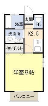 ディアコート浜 A(1K/2階)の間取り写真