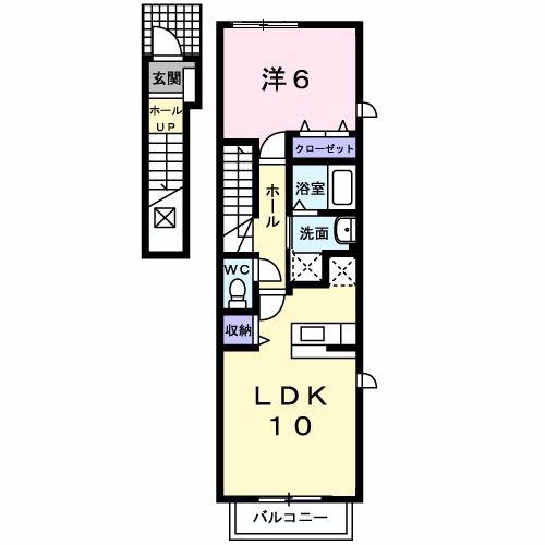 ジュネス・TM(1LDK/2階)の間取り写真