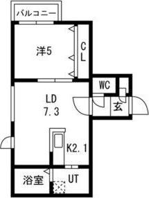 クレモナ本通(1LDK/2階)の間取り写真