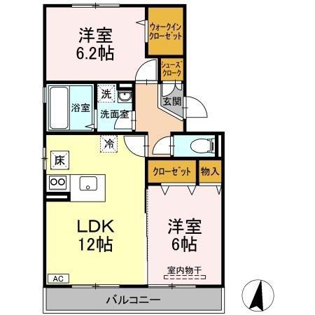 セジュール田村(2LDK/1階)の間取り写真