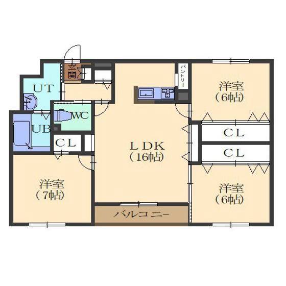 クレールマンション湯川(3LDK/2階)の間取り写真