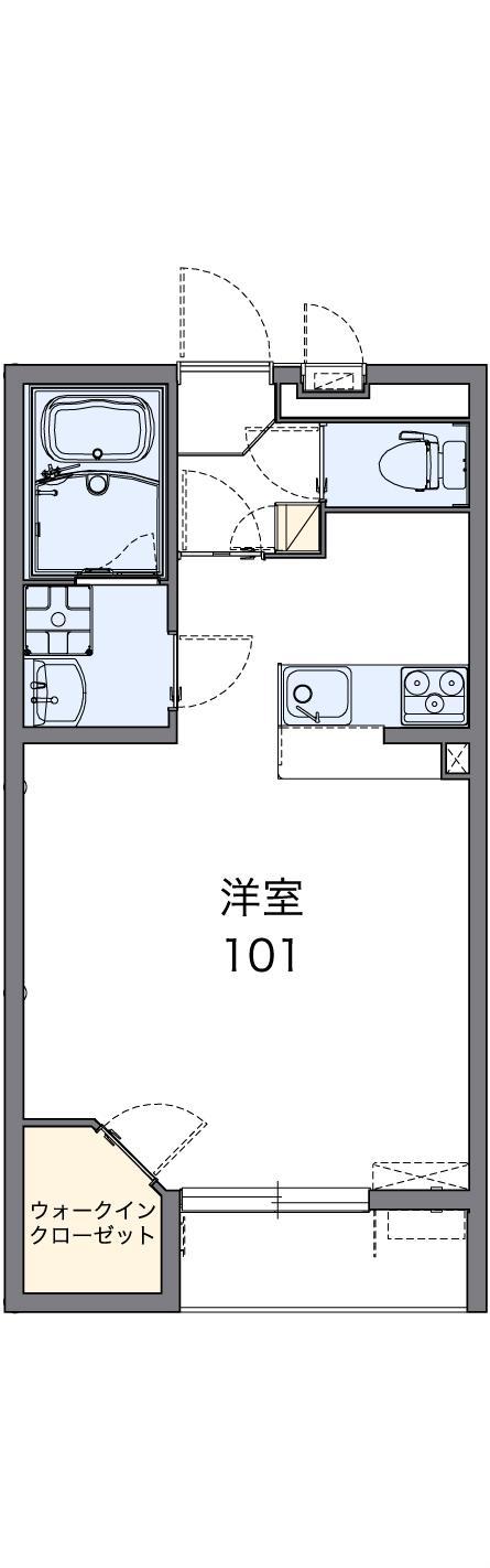 熊本市電健軍線 健軍校前駅 徒歩27分 2階建 築17年(1K/1階)の間取り写真