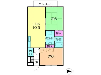 グリーンシャトレ2(2LDK/1階)の間取り写真