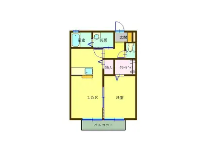 シャインつくばA棟(1LDK/1階)の間取り写真