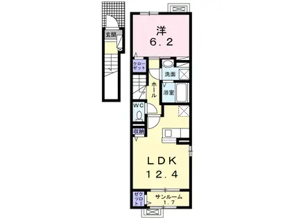 WIN I(1LDK/2階)の間取り写真