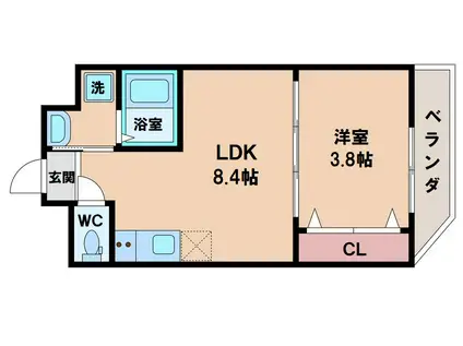 リックス天王寺南(1LDK/2階)の間取り写真