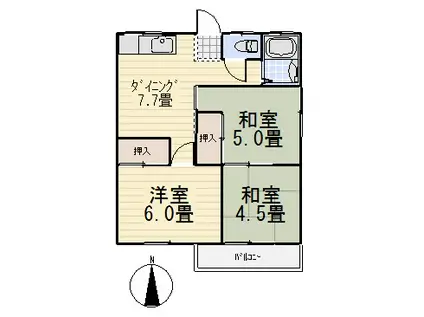 ハイツ下台(3DK/2階)の間取り写真